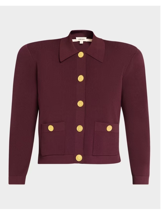 L'AGENCE Sweaters - L'AGENCE Deep Plum Osiris Collared Cardigan NWT